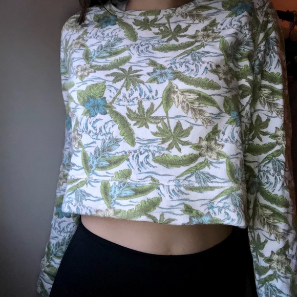 PINK Victoria's Secret Sweaters - Tropical Print Cropped Sweatshirt